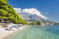 Beach at Baska Voda, a tourist town on the Makarska Riviera, Dalmatia, Croatia